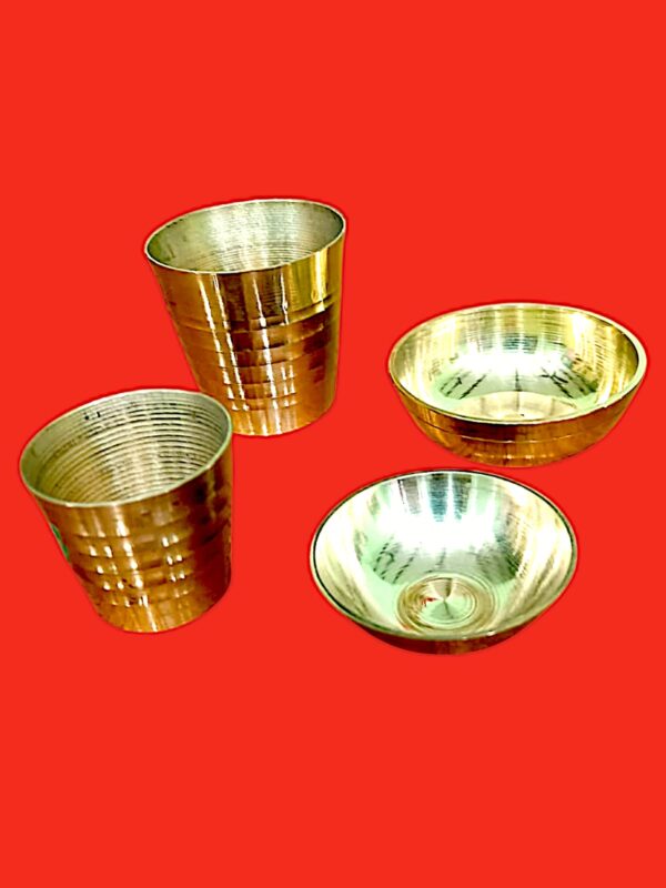 Pure Peetal Glass Katori set combined size